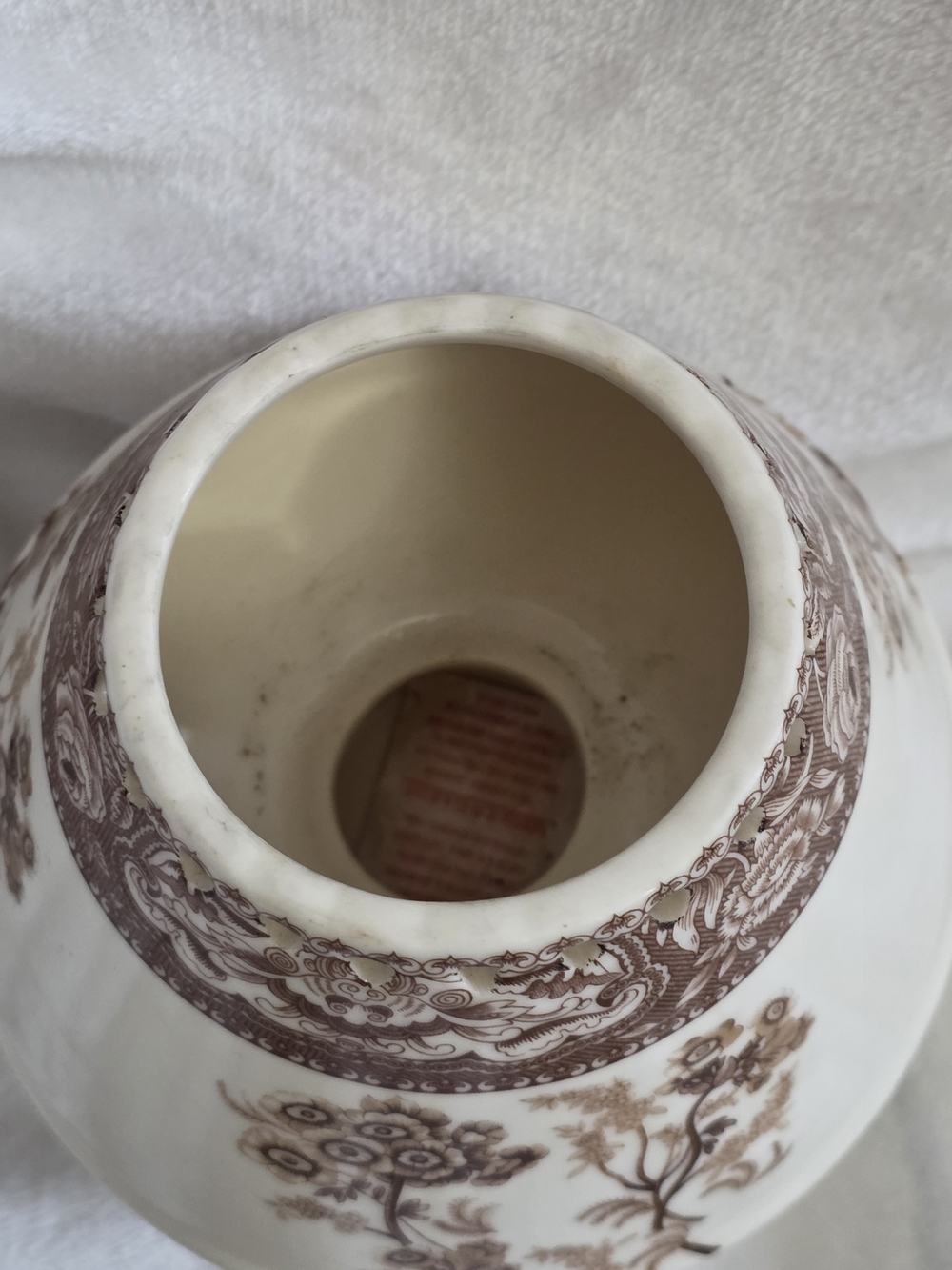Vintage Skye McGhie Fine Porcelain Brown Transferware Tea Light Candle Lamp - Picture 9 of 10